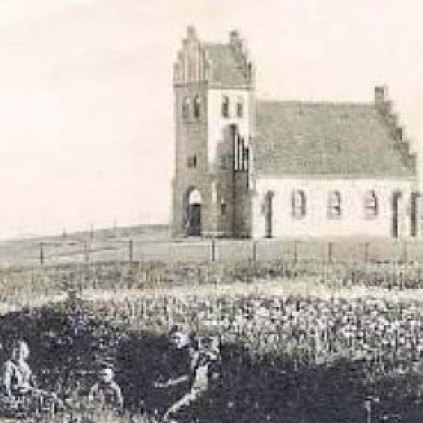 Gadevang kirke, ældste kendte billede. Postkort